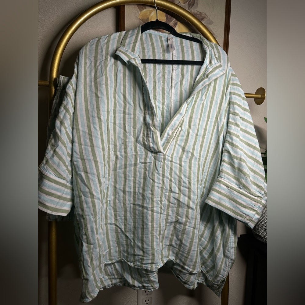 Striped Button-Up Shirt & Short Set